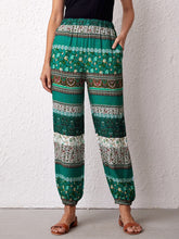 Boho Print Elastic Waist Pants Sai Feel
